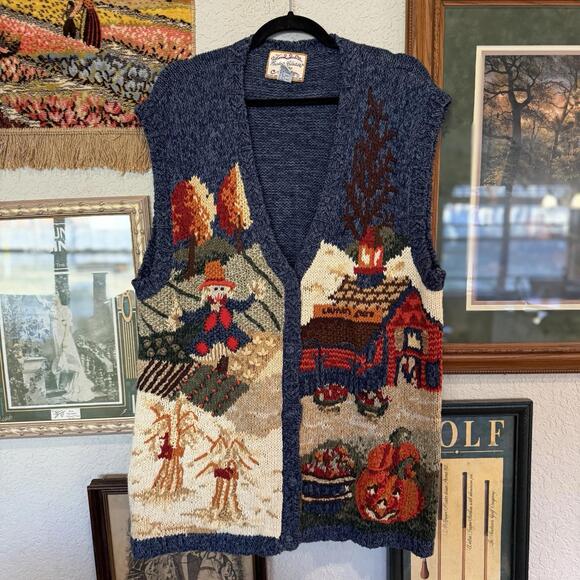 Heirloom Collectibles Sweaters - Vintage 90s RARE Heirloom Collectibles Fall‎ Halloween Pumpkin Knit Sweater 3XL